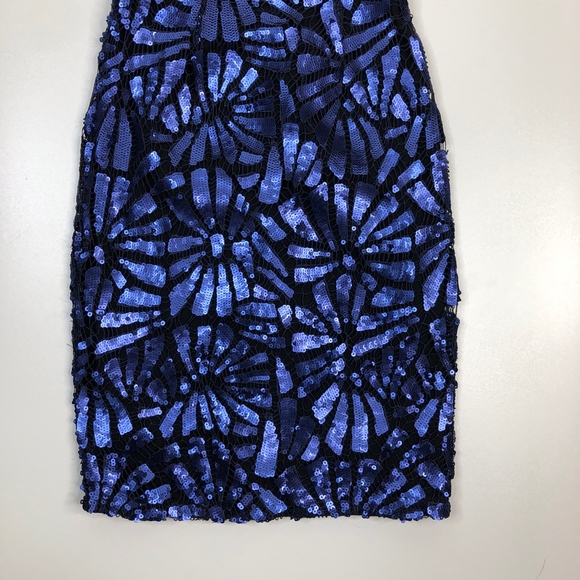 LIPSY VIP UK Blue Sequin Knee Length Dress - Picture 4 of 8